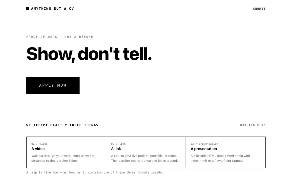 Preview of anything-but-a-cv.com